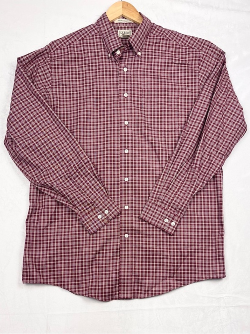L.L.Bean 100% Cotton Wrinkle Resistant Plaid Button Down Shirt Tall Size Large